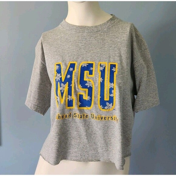 Vintage Morehead State Logo T-shirt‎ Cut Cropped Flowers Women's Size Medium - Picture 1 of 11